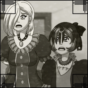 Image description: Preview of chapter 4 showing Aurora and Susana wearing fancy dresses but looking upset and surprised over something