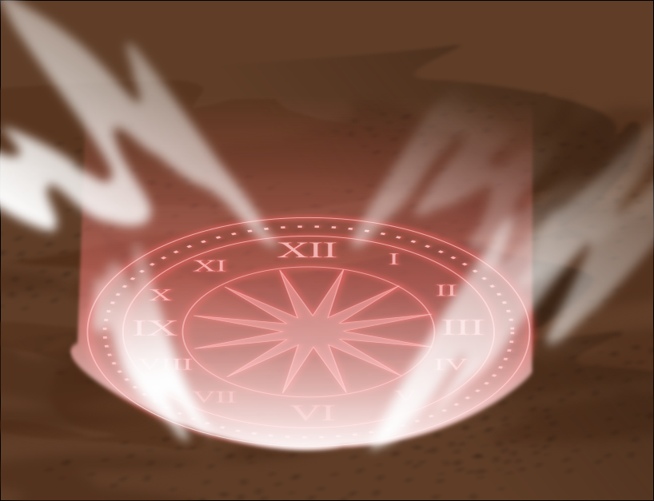 Image description: Close-up of a magic time travel circle