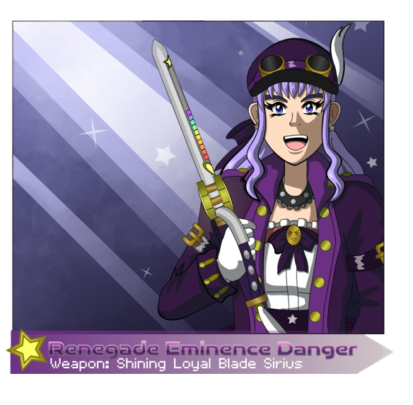 Image Description: Eminence confidently holds up her weapon as she makes a deal but not intended to be in a threatening way