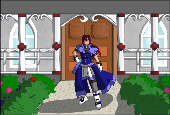Image Description: A full-body shot of Renegade Liberty standing at the front of the palace