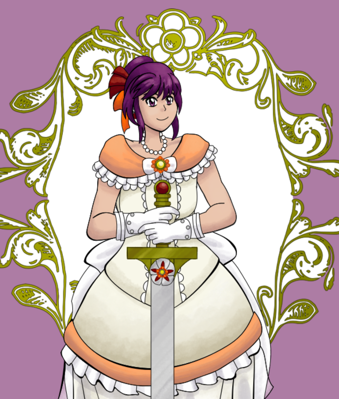 The character is fully shaded and a white background was added between a border to confine the background within the border