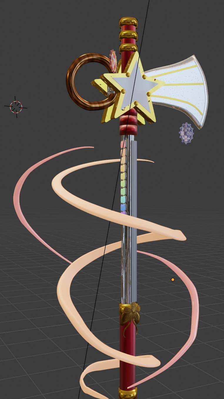 Second major WIP of the Vega weapon, which now has glowing streams of magical energy surrounding it, and a few gear-shaped crystals. Textures were applied